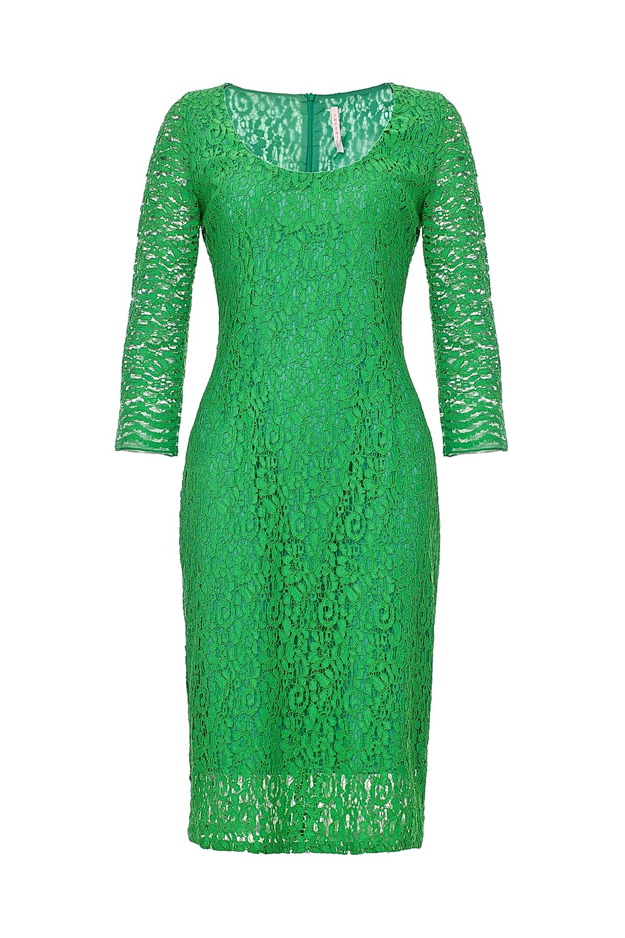Платье зеленое гипюр Инсити